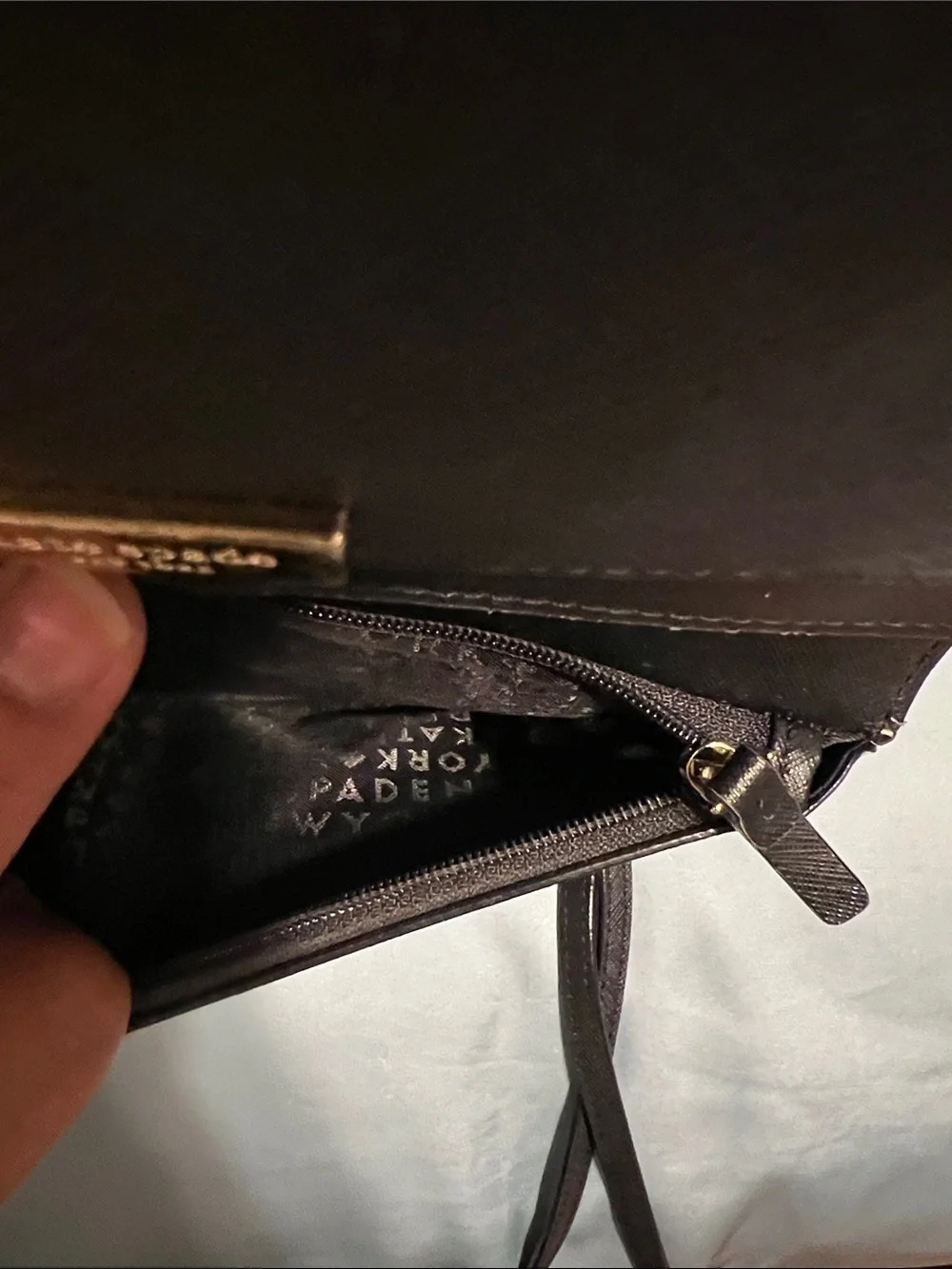kate spade Black Textured Leather Crossbody with Gold Hardware
